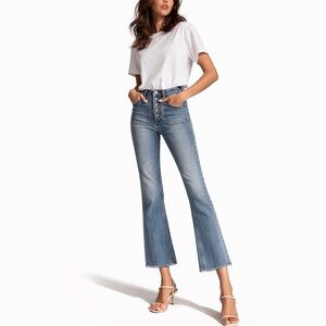 Denim Forum The Bailey High Rise Flare Crop Jeans – Medium Wash – Women’s Sz 27